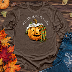 Thankful Grateful Blessed Happy Pumpkin Long Sleeve Tee