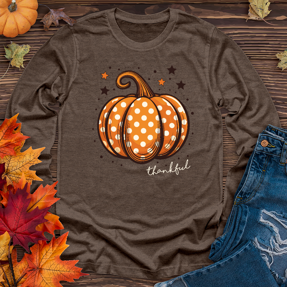 Thankful Dotted Pumpkin Long Sleeve Tee