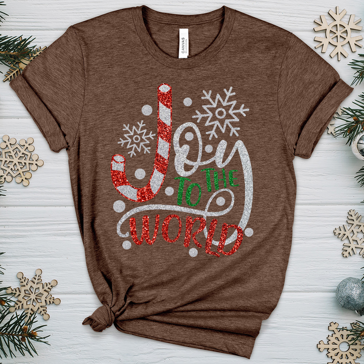 Joy To The World Candy Cane Heathered Tee