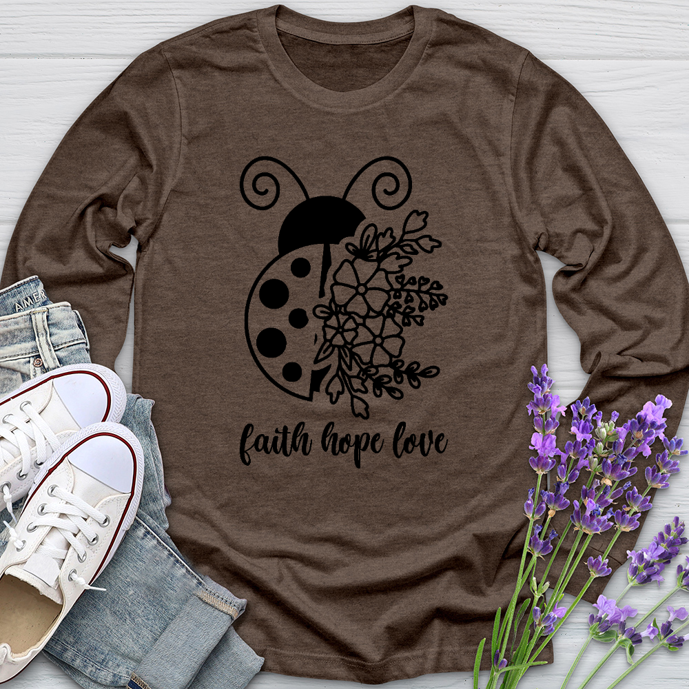 Faith Hope Love Ladybug Long Sleeve Tee