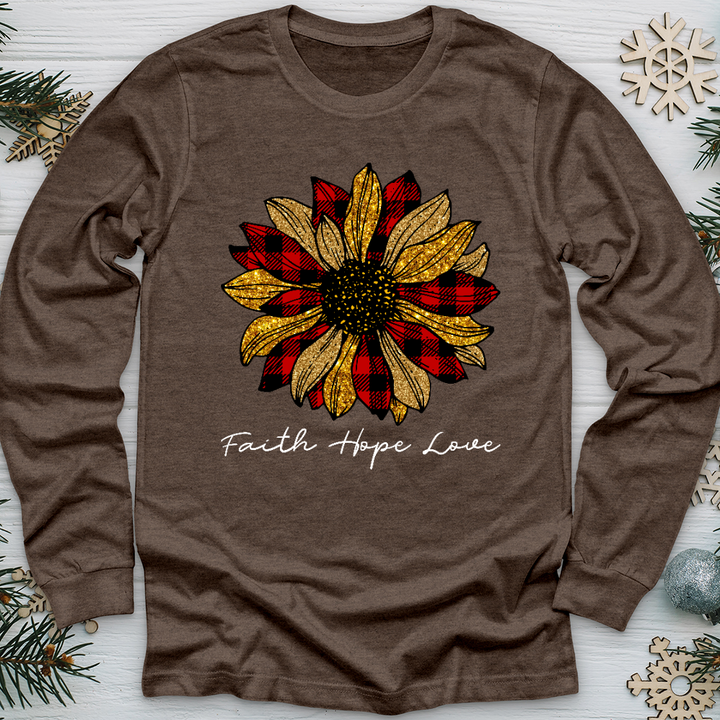 Christmas Patterned Flower Long Sleeve Tee