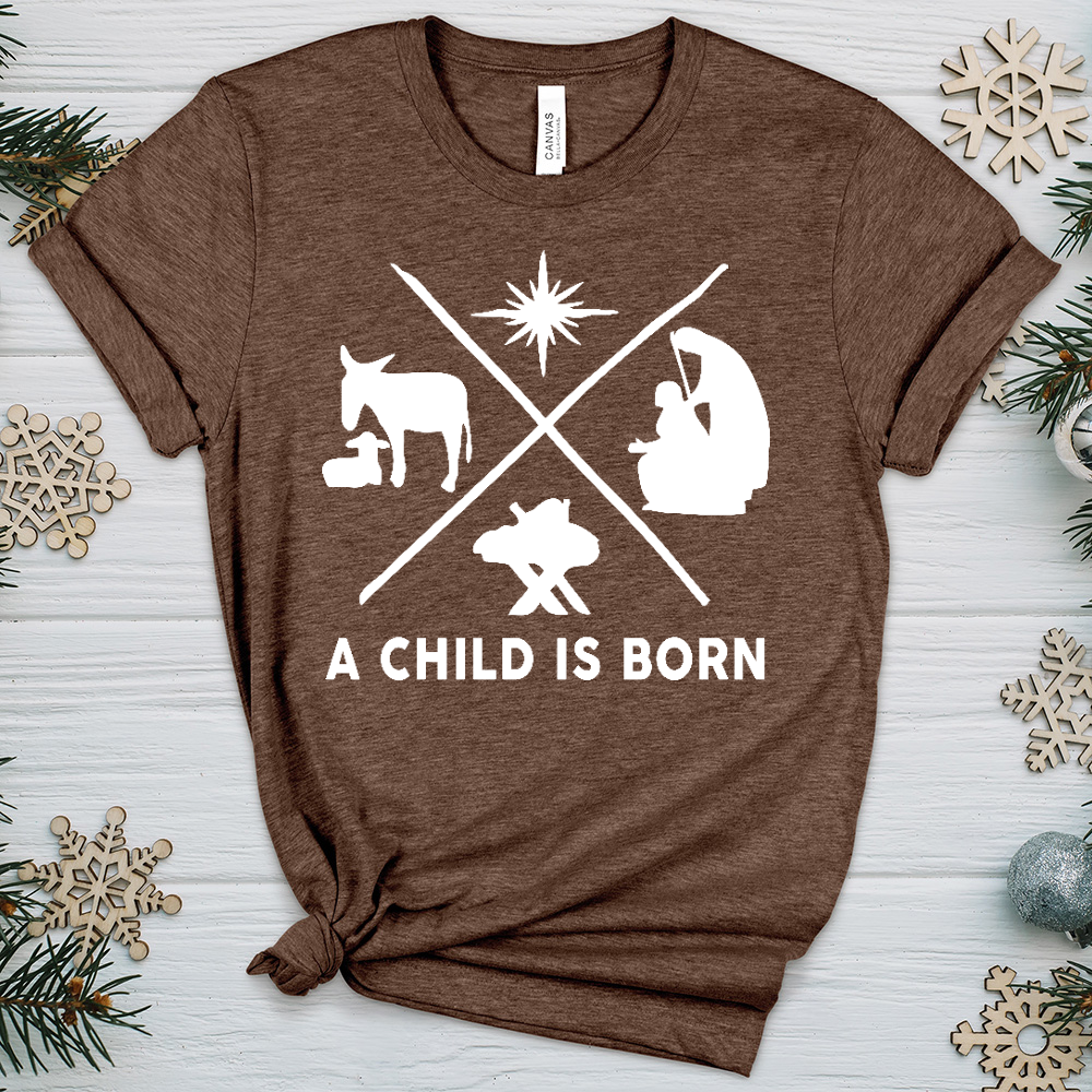 A Child Is Born Scene Heathered Tee