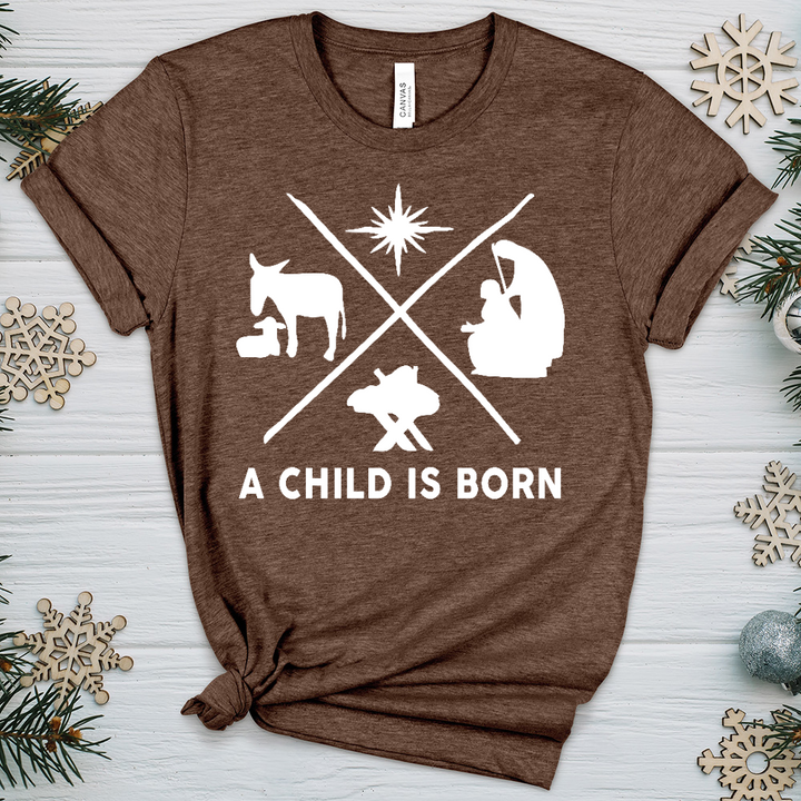 A Child Is Born Scene Heathered Tee