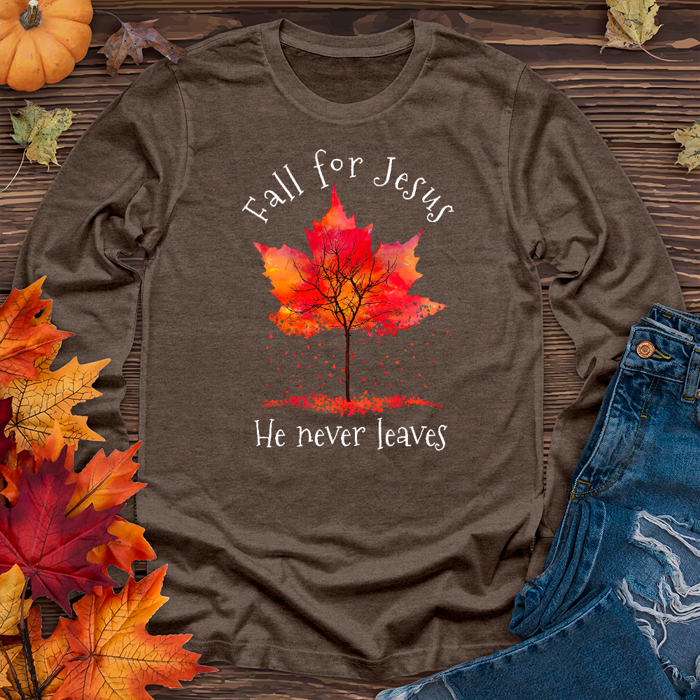 Watercolor Falling Leaves Long Sleeve Tee