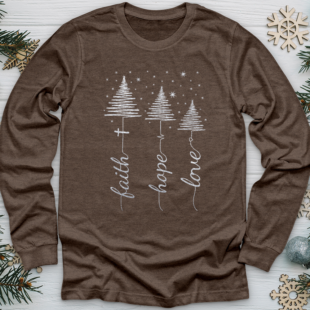 Faith Hope Love Floating Sparkles Long Sleeve Tee