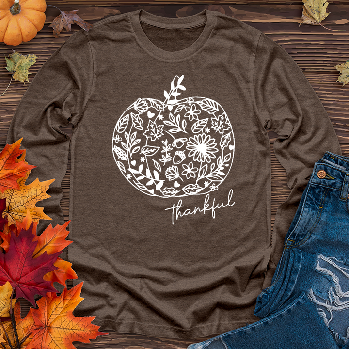 Thankful Flower Pumpkin Long Sleeve Tee