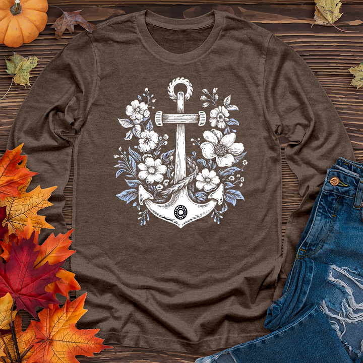 Anchor with flower Long Sleeve Tee