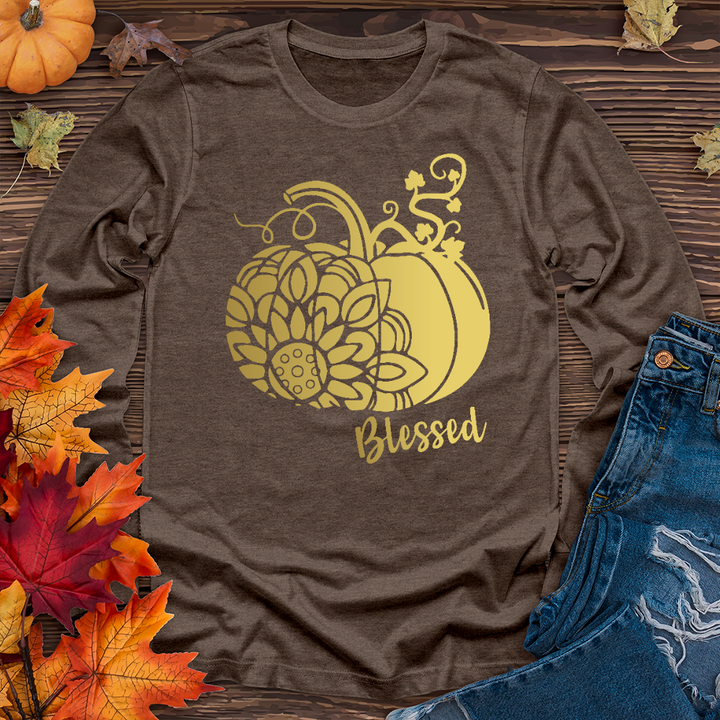 Blessed Gold Sunflower Pumpkin Long Sleeve Tee