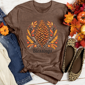 Herringbone Pinecone Blessings Heathered Tee