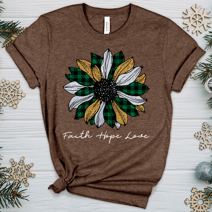 Christmas Patterned Flower Heathered Tee