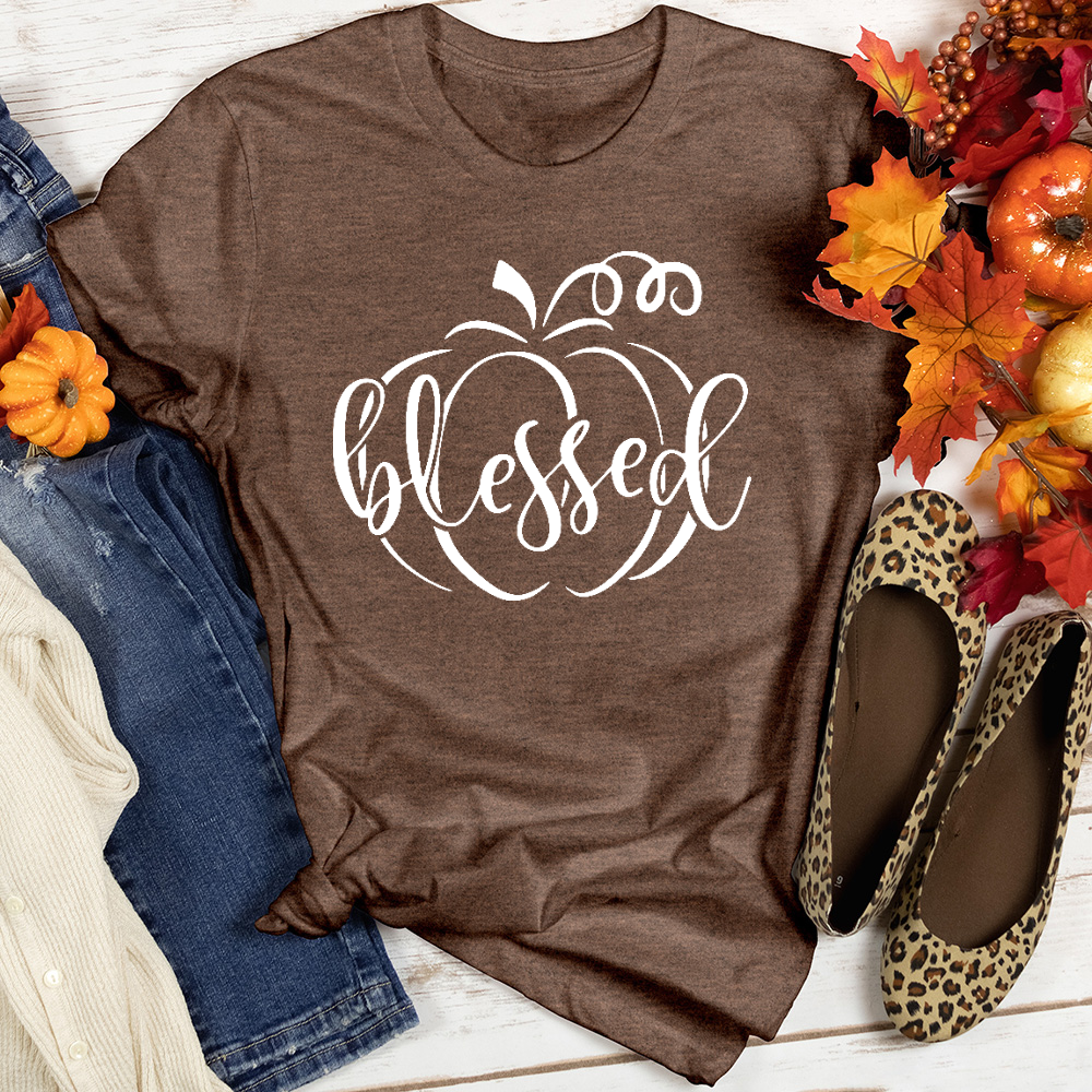 Fancy Blessed Pumpkin Heathered Tee