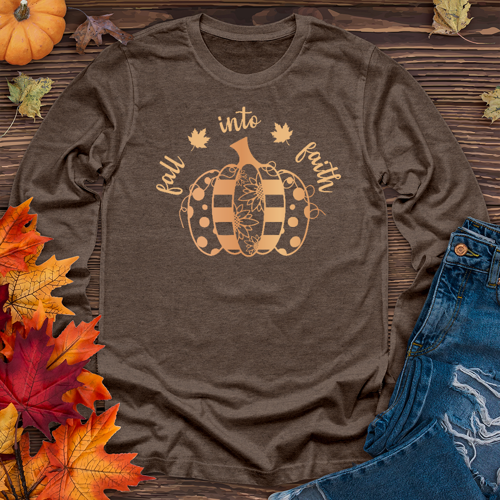 Fall into faith spotted pumpkin Long Sleeve Tee