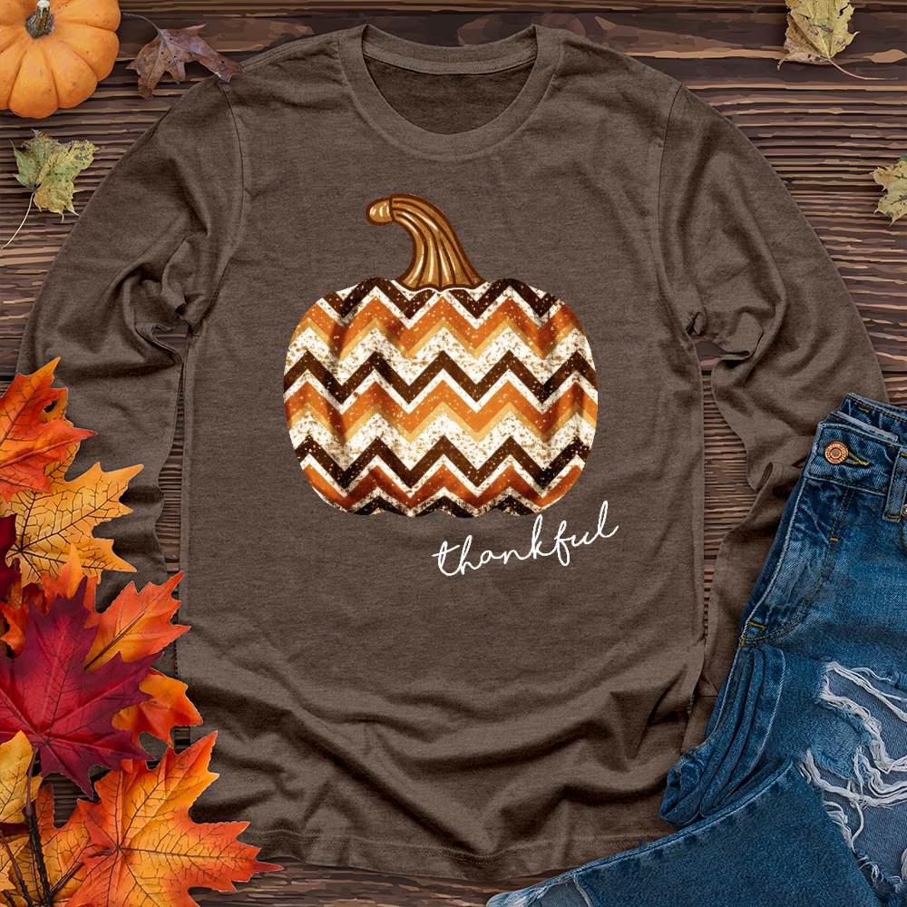 Thankful Sparkling Festive Pumpkin Long Sleeve Tee