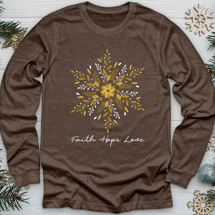 Faith Hope Love Sunflake Long Sleeve Tee