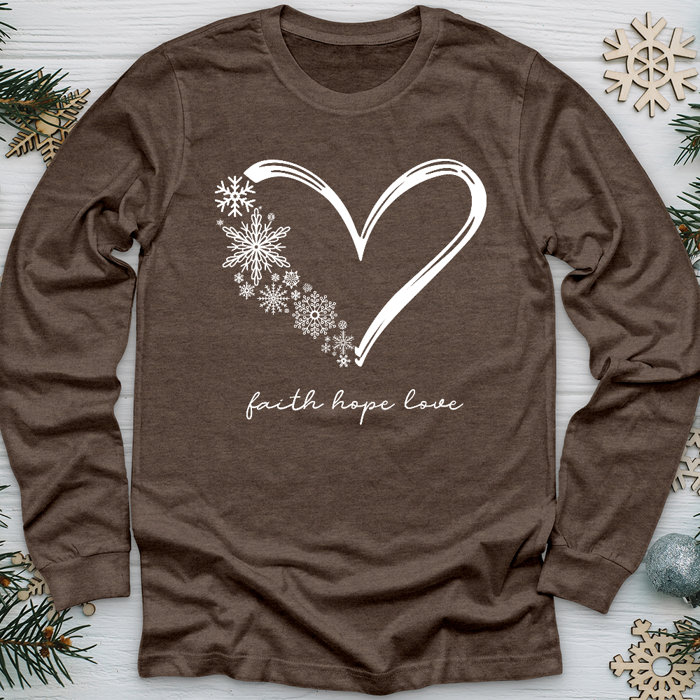 Snowflake Faith Hope Love Heart Long Sleeve Tee