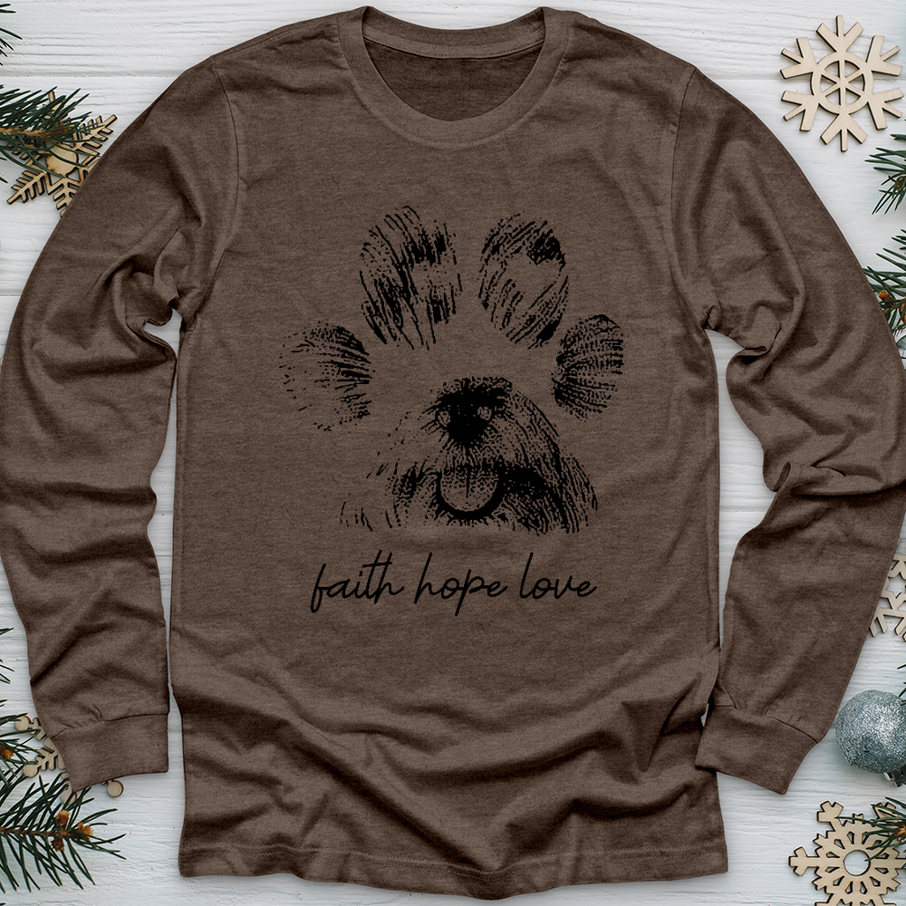 Faith Paw Print Face Long Sleeve Tee