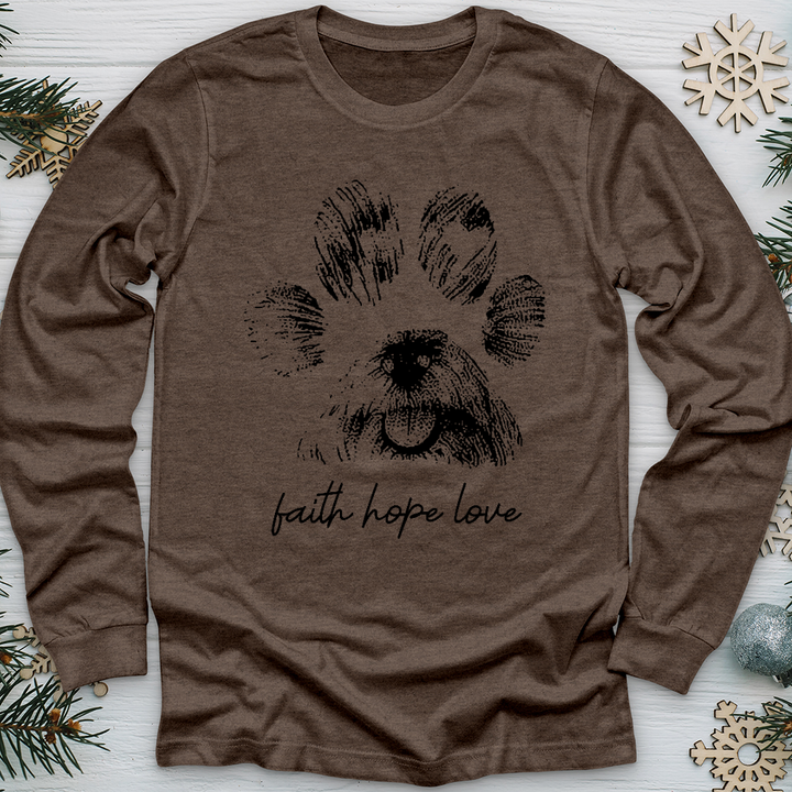 Faith Paw Print Face Long Sleeve Tee