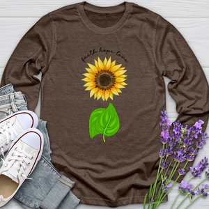 Faith Hope Love Sunflower Art Long Sleeve Tee