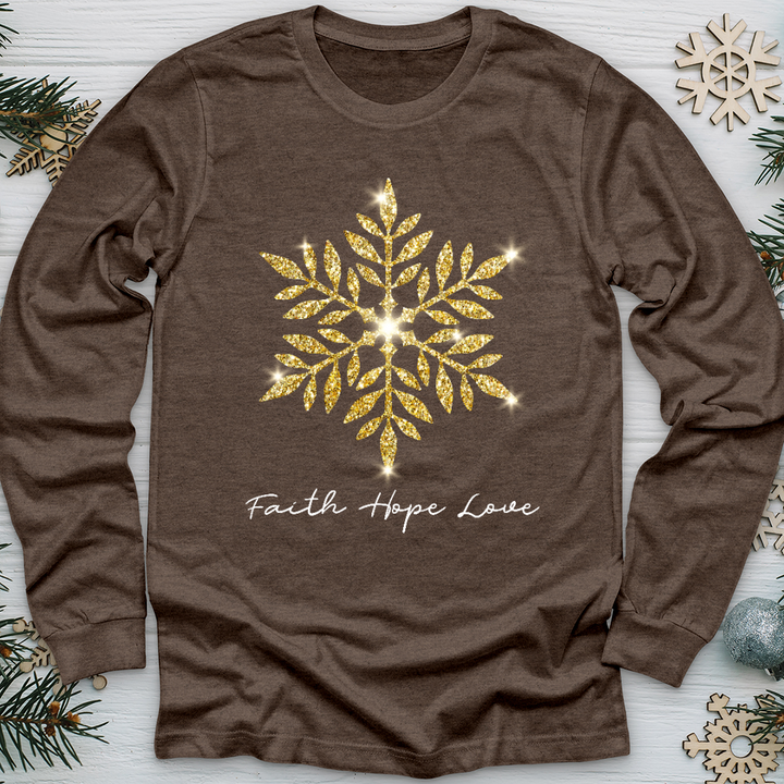 Gold Snowflake Shimmer Long Sleeve Tee