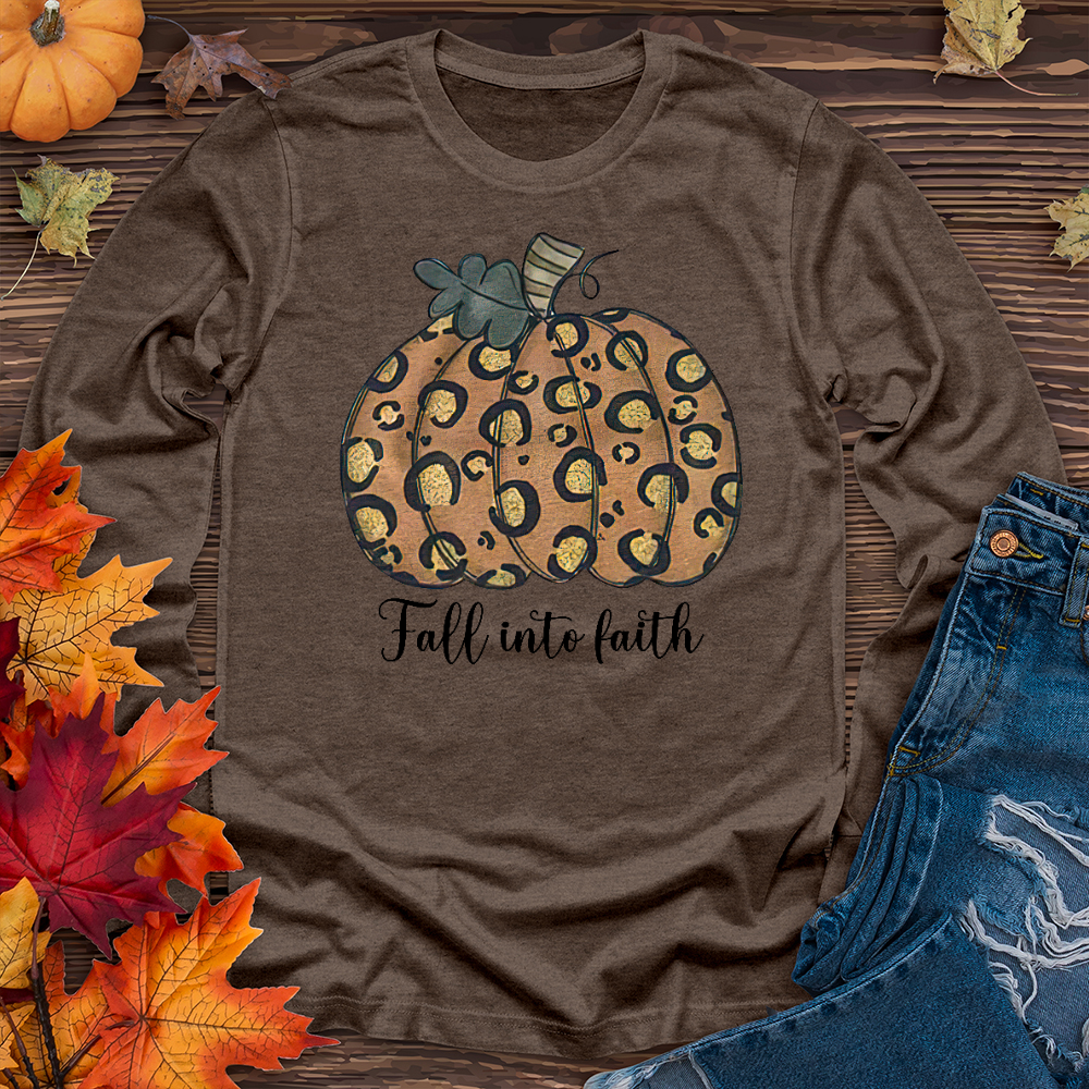 Fall Into Faith Gold Pumpkin Long Sleeve Tee