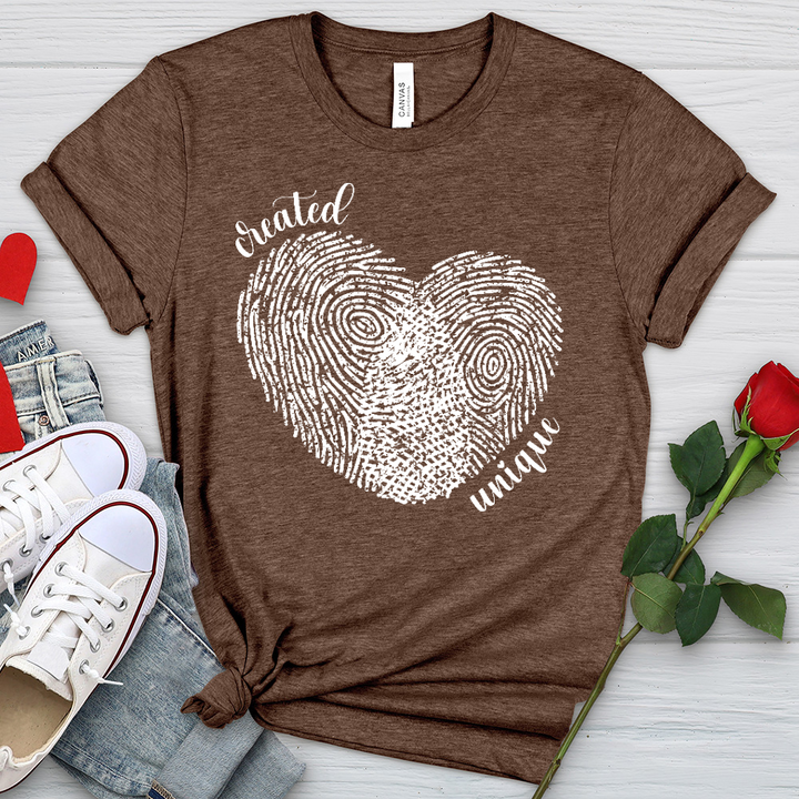 Created Unique Fingerprint Heart Heathered Tee