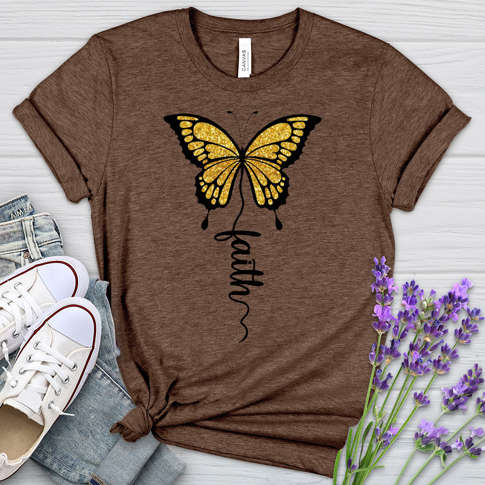 Gold Faith Butterfly Heathered Tee