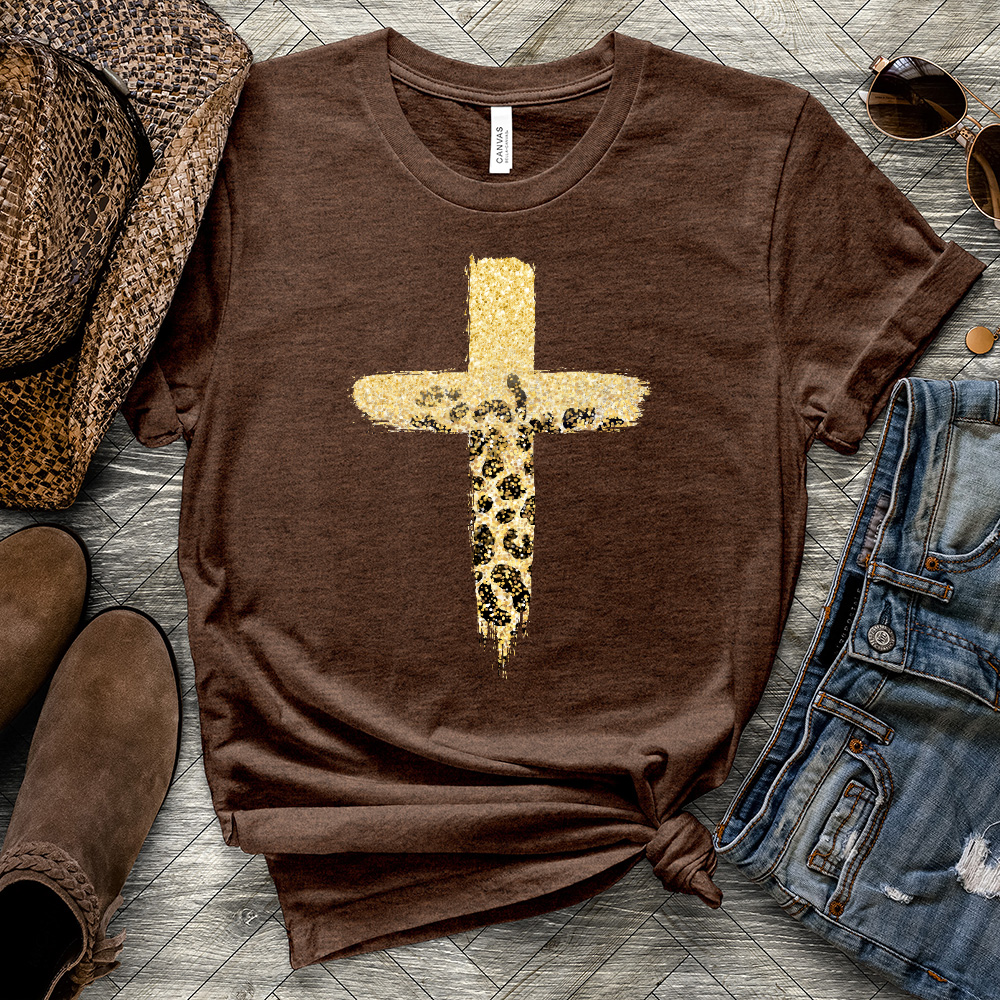 Leopard Cross Heathered Tee