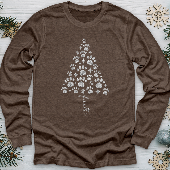 Paw Print Christmas Tree Long Sleeve Tee