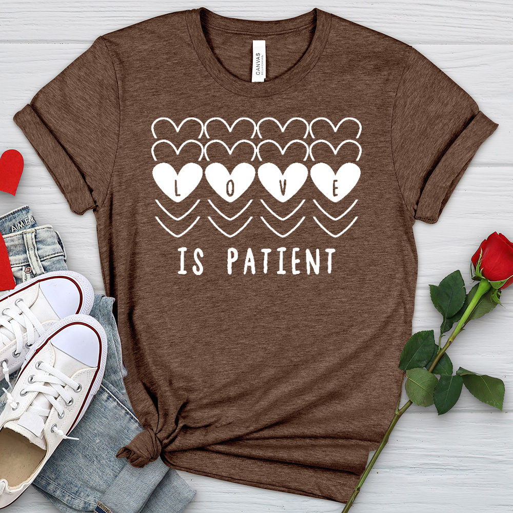 Love Is Patient Hearts Heathered Tee