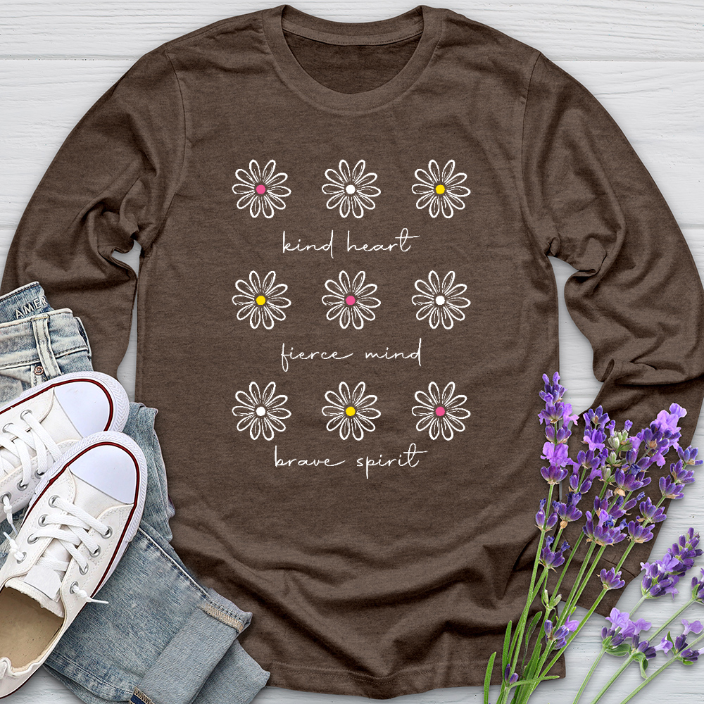 Kind Heart White Daisies Long Sleeve Tee