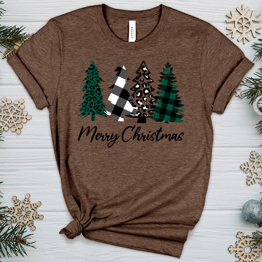 Merry Christmas Pine Tree Heathered Tee