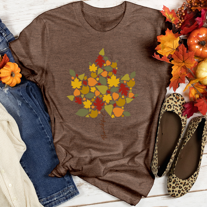 Thankful Leaf Stem Heathered Tee