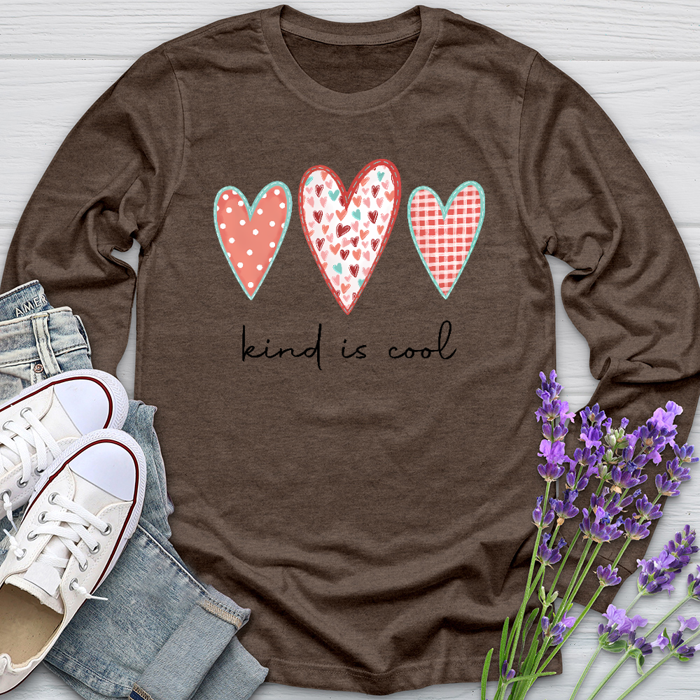 Kind Is Cool Pink Hearts Long Sleeve Tee