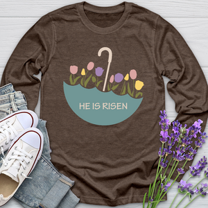 He Is Risen Flower Umbrella Long Sleeve Tee