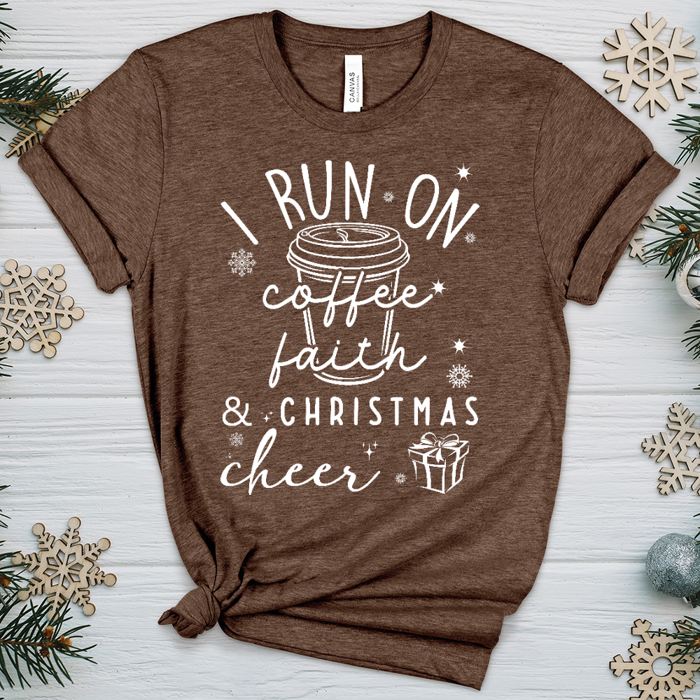 Coffee, Faith, Christmas Cheer Heathered Tee