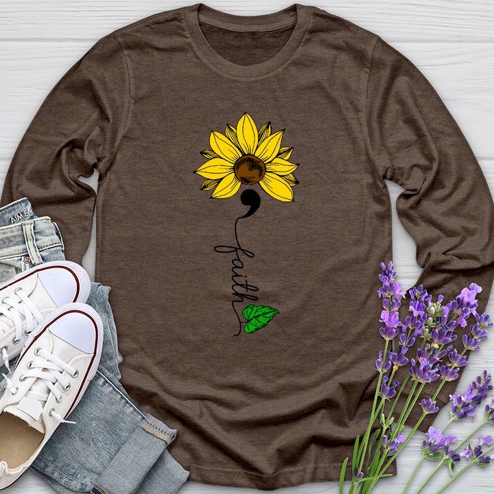 Faith Semicolon Sunflower Long Sleeve Tee