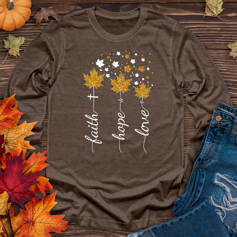 FHL Gold Faux Leaves Long Sleeve Tee