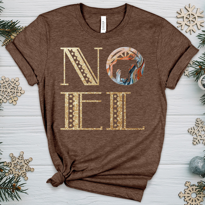 Noel Gold Nativity Scene Heathered Tee