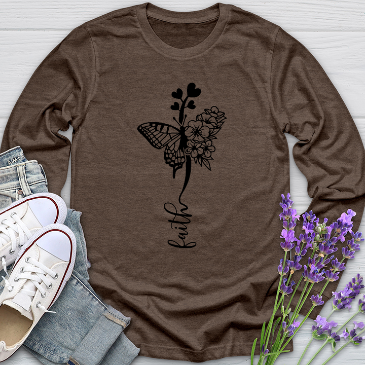 Faith Butterfly Hearts Long Sleeve Tee