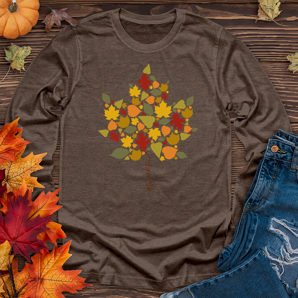 Thankful Leaf Stem Long Sleeve Tee