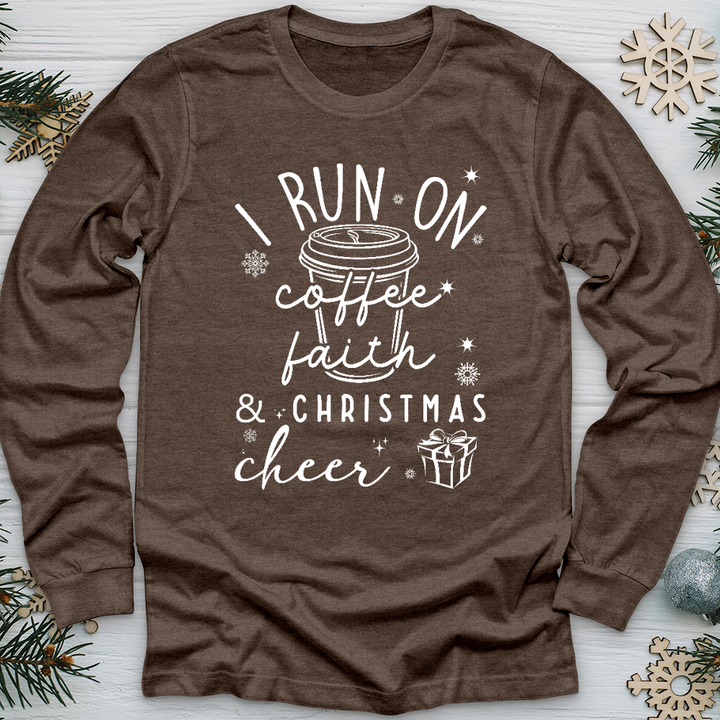 Coffee, Faith, Christmas Cheer Long Sleeve Tee