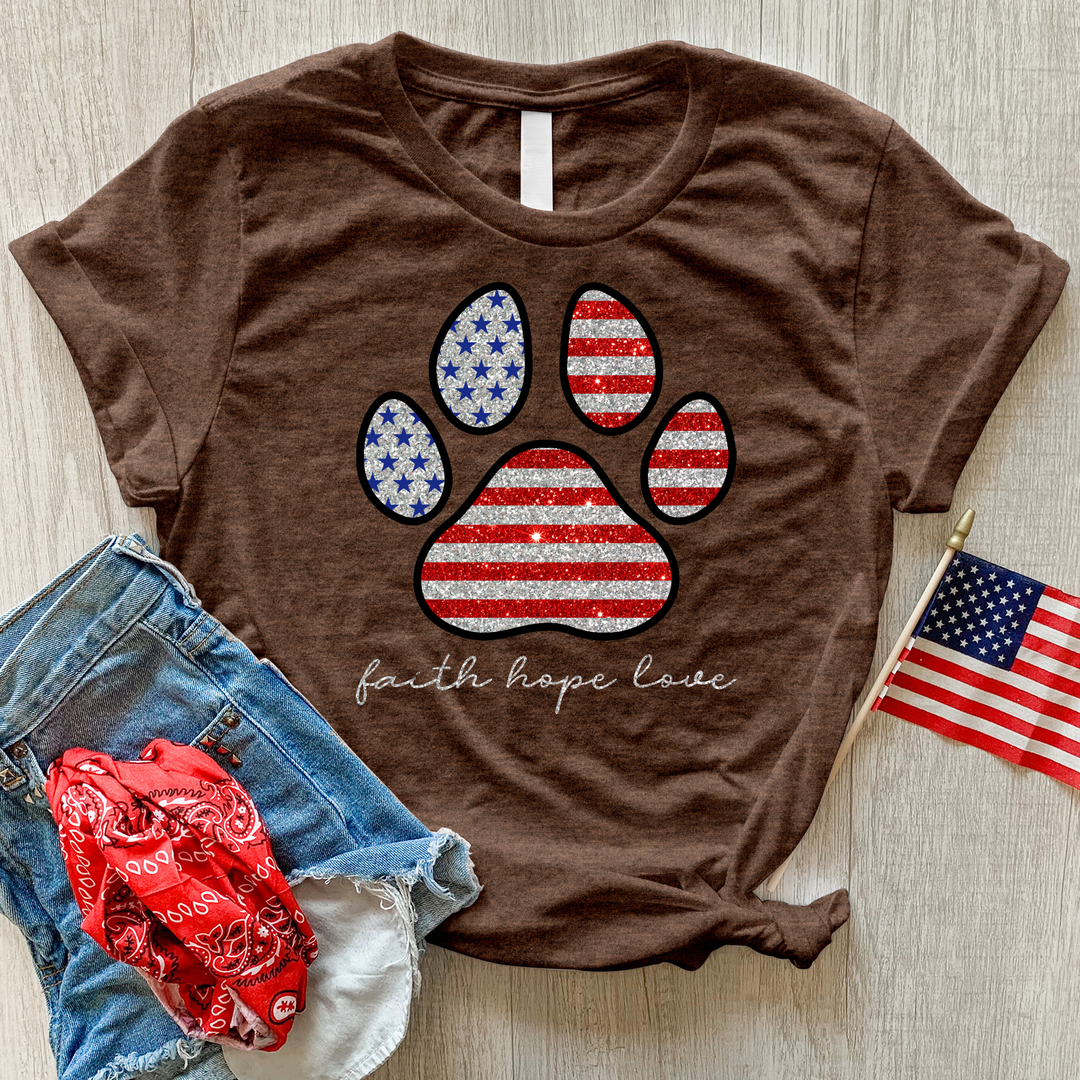 American Faith Paw Print Heathered Tee