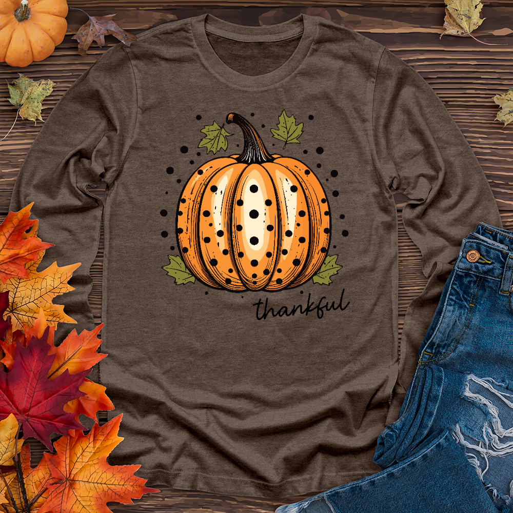 Thankful Spotted Pumpkin Long Sleeve Tee