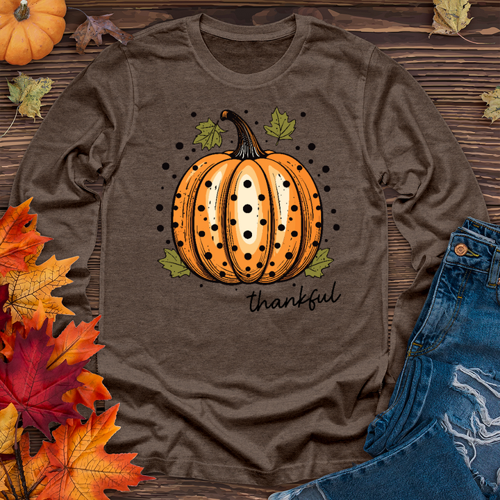 Thankful Spotted Pumpkin Long Sleeve Tee