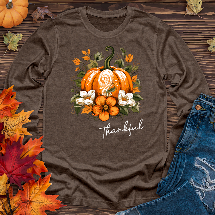 Thankful Foliage Pumpkin Long Sleeve Tee