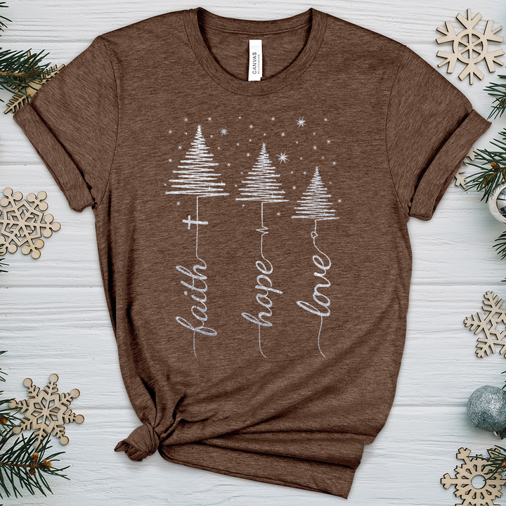 Faith Hope Love Floating Sparkles Heathered Tee