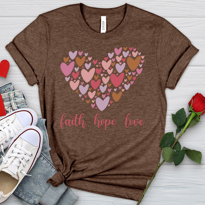 Faith Hope Love In Heart Heathered Tee