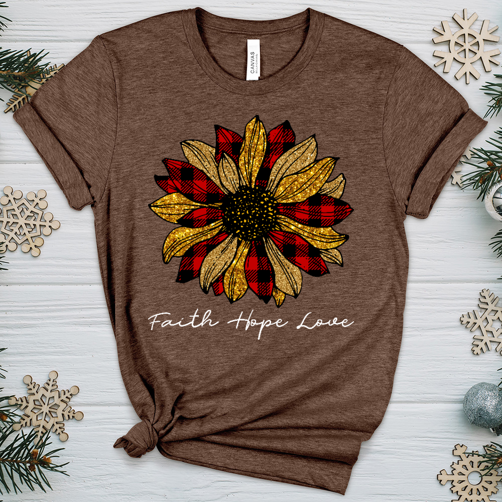 Christmas Patterned Flower Heathered Tee