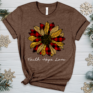 Christmas Patterned Flower Heathered Tee