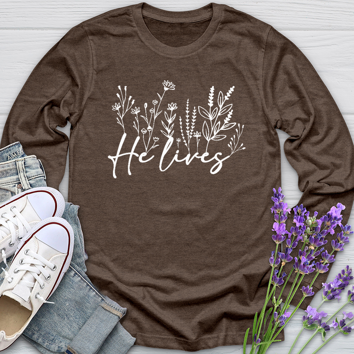 He Lives Wildflowers Long Sleeve Tee